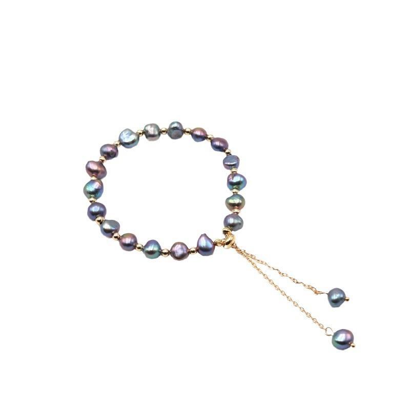 Alien-shaped Freshwater Pearl Bracelet - Pullable Adjustable Bracelet with Pearl Strands