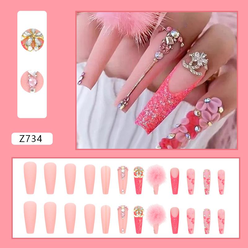

Ballet Nail Blast Pile Diamond Nail Piece Sweet Spice Girl Wind Fake Nail Diamond Wear Nail Summer