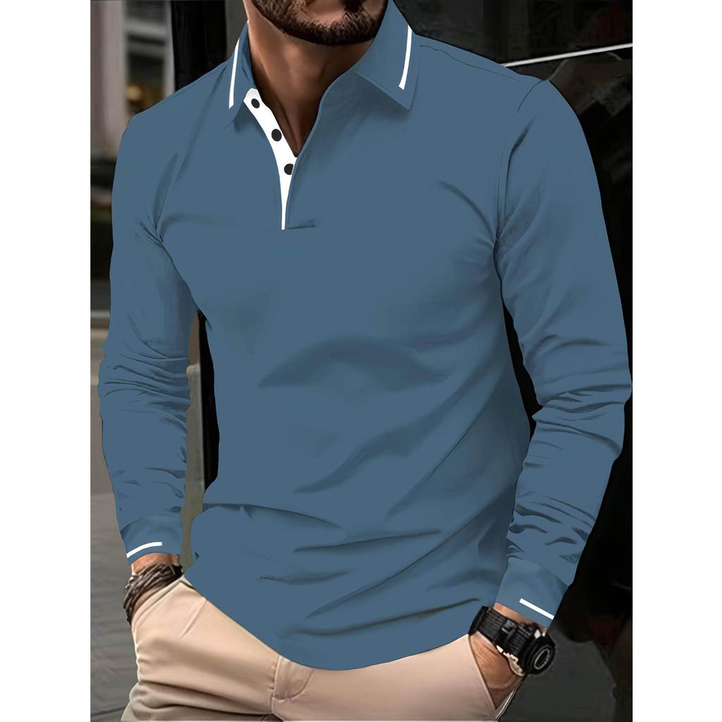 2026 New Men's Hot-selling New Long-sleeved POLO3D Digital Printing Simple Versatile Lapel Casual POLO Shirt