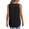 Spring and Summer V-neck Sleeveless Vest with Eyelets and Jacquard Top for Casual Women's T-shirts