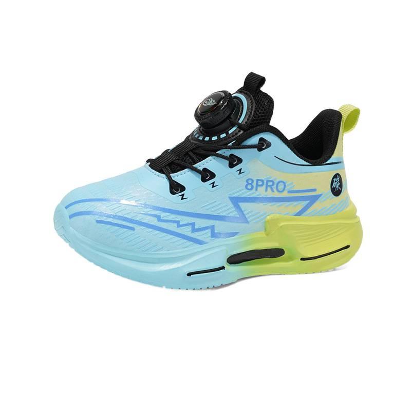 Children's and boys' sports shoes 2025 new leather non-slip rotary buckle running shoes medium and older children's casual sports shoes trend