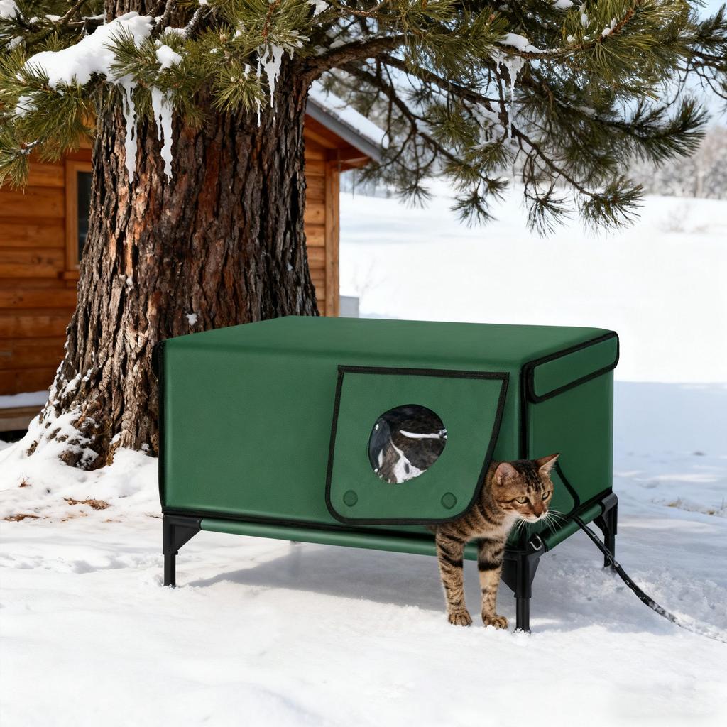 Vinter Utendørs Oppvarmet Hus Isolert Og, Med et Motstandsdyktig Takoverheng og Låve Rømningsdør.