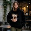 Pet Pouch Hoodie Women Sling Hoodie Oversized Hooded Sweatshirt with Kangaroo Animal Holder Top Pouch Dog Cat Fleece Pullover