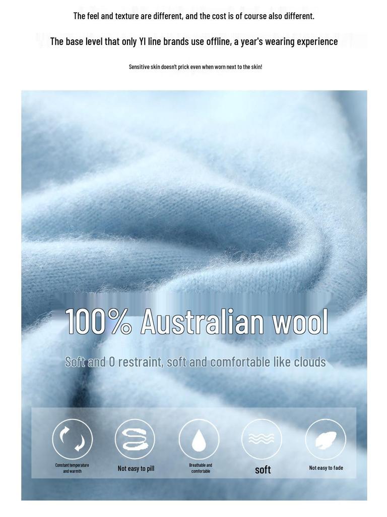 Herren 100% Wolle Rundhals Lockerer Sitz Kaschmir Strickpullover - Große Größen Basisschicht