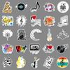 50 Music Note & Cartoon Stickers for Journals, Guitars, Suitcases, Skateboards - Waterproof Decor