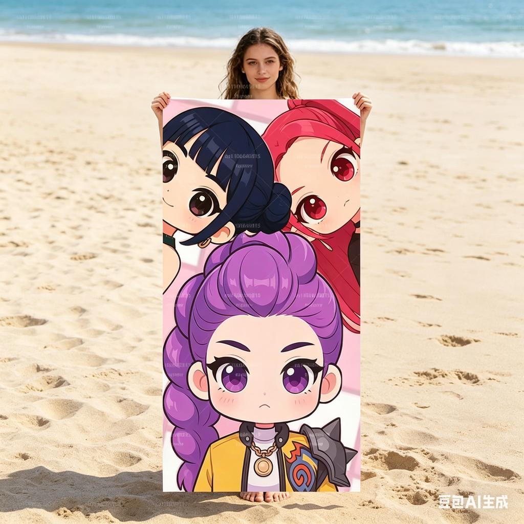 Kawaii Chibi Girls Beach Towel Microfiber Quick Dry Anime Cartoon Bath Towel For Swimming Pool Travel Gym Yoga Towel For Adults