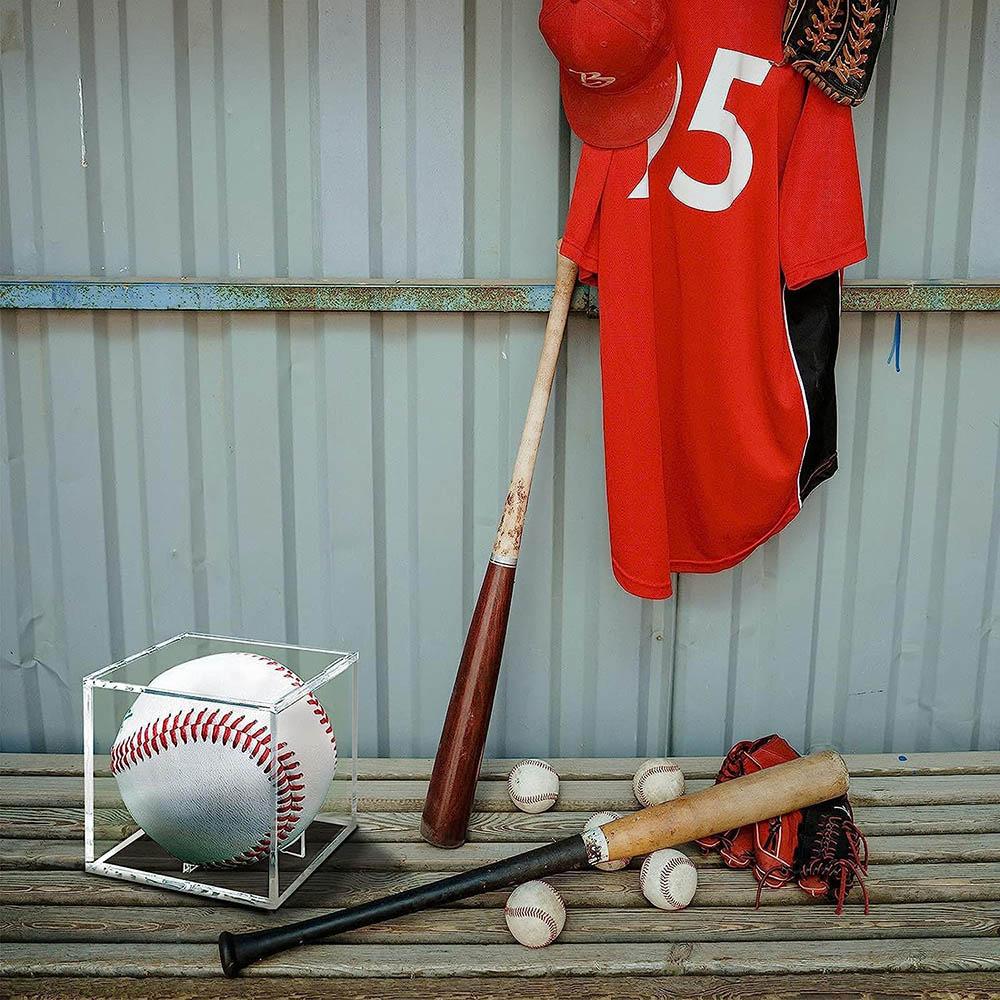 Vetrina per Baseball Acrilico Trasparente Protezione UV Porta Mazza da Baseball Cubo Quadrato Protettore Palla Scatola Espositore per Memorabilia Autografi