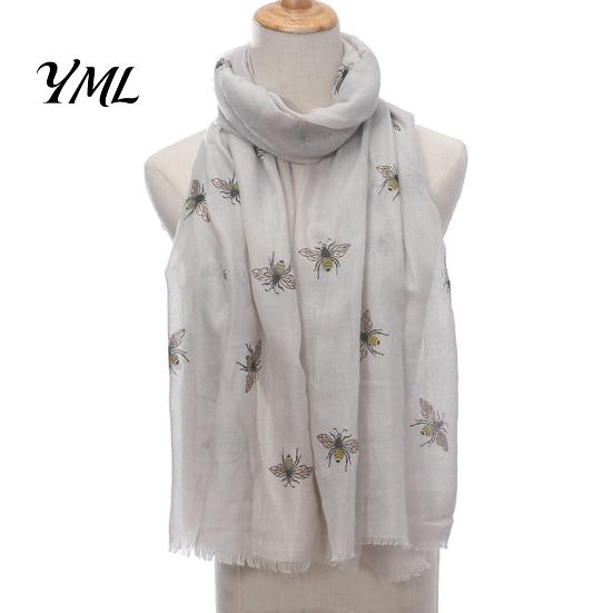 Sun Protection Headscarf for Summer Lightweight Scarf Women, Cute Bee Pattern Neck Scarf, Polyester Daily Commuting Soft Long Thin Shawl Wrap