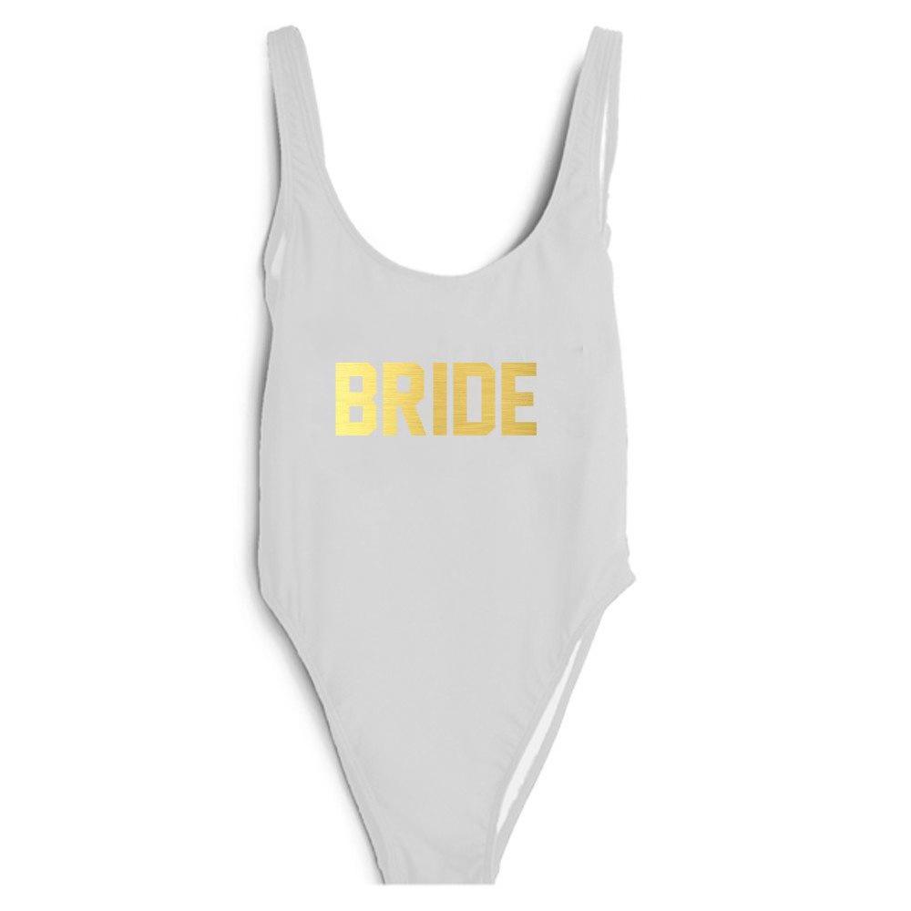 

BRIDE Gold Lettering Sexy Multi-String Slimming Printed Swimsuit - New Women s One-Piece, Versatile & Stylish. M коричневый