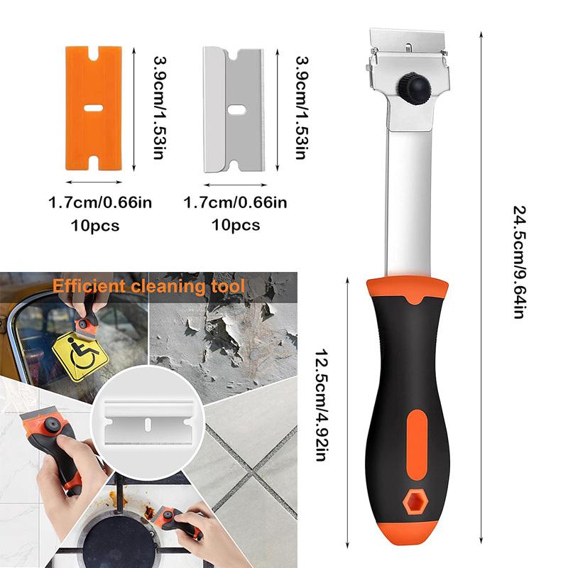 Multi-Purpose Long Handle Scraper With Blades Adhesive Remover Cleaning Scraper for Removing Glue Decal Car Window Glass Scraper