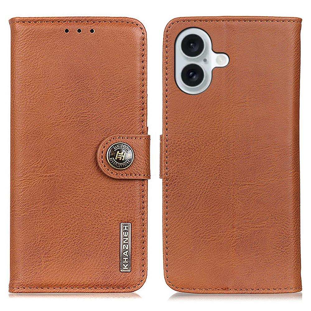 KHAZNEH For iPhone 17 Wallet Case Cowhide Texture Leather Flip Phone Cover