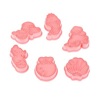 6 szt./zestaw Syrenka Muszla Konik Morski Forma do Ciastek DIY Plastikowa Forma do Ciasta Fondant Kreskówkowe Wykrawacze do Ciastek Narzędzia do Dekorowania