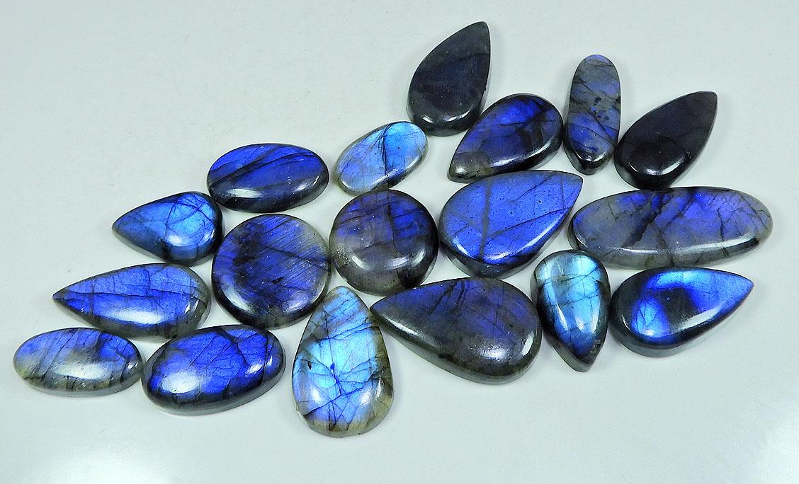 

21-40MM Natural Blue Labradorite Pear Cabochon Loose Gemstone 18Pcs Lot LL-917