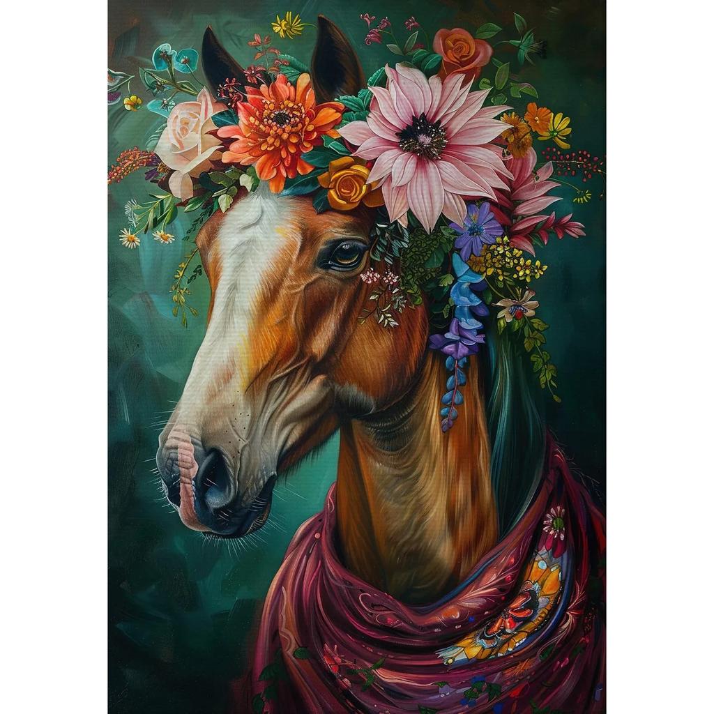 Vintage Maximalist Floral Wild Animal Canvas Painting Lion Owl Peacock Wolf Flower Poster Print Wall Art Picture Home Decor