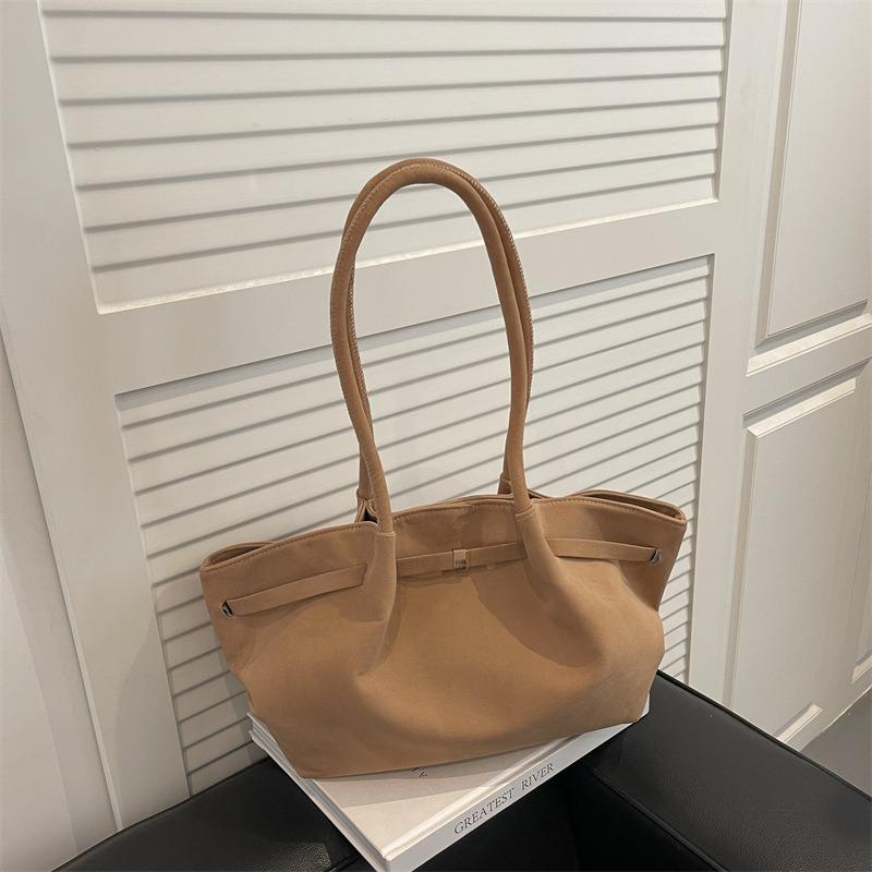 Große Kapazität Einfarbige Lässige Faule Stil Mattierte Schultertasche Fächerförmige Teigtaschen-Tragetasche Für Frauen