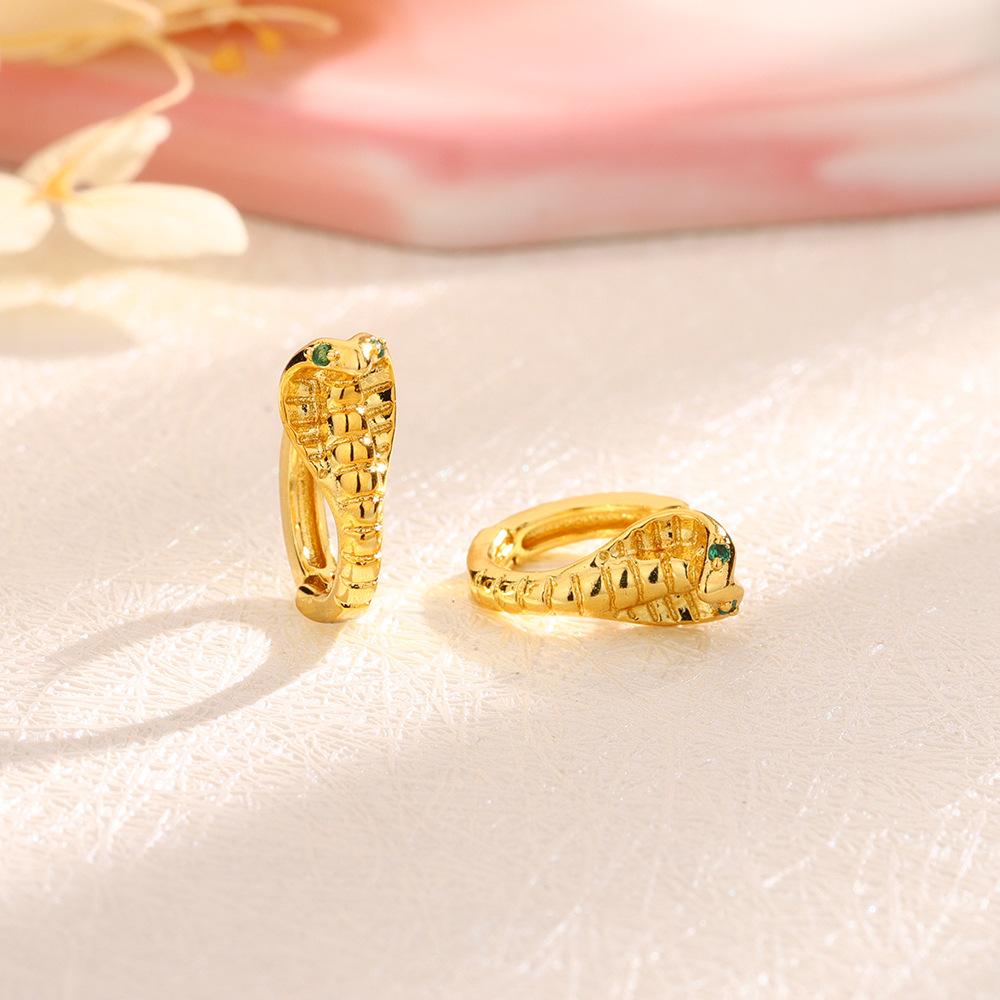 Green Eyes Snake Ear Buckle Punk Hip Hop Black Diamond Cobra Earrings Ruffian Handsome Personality Trendy Snake Earrings