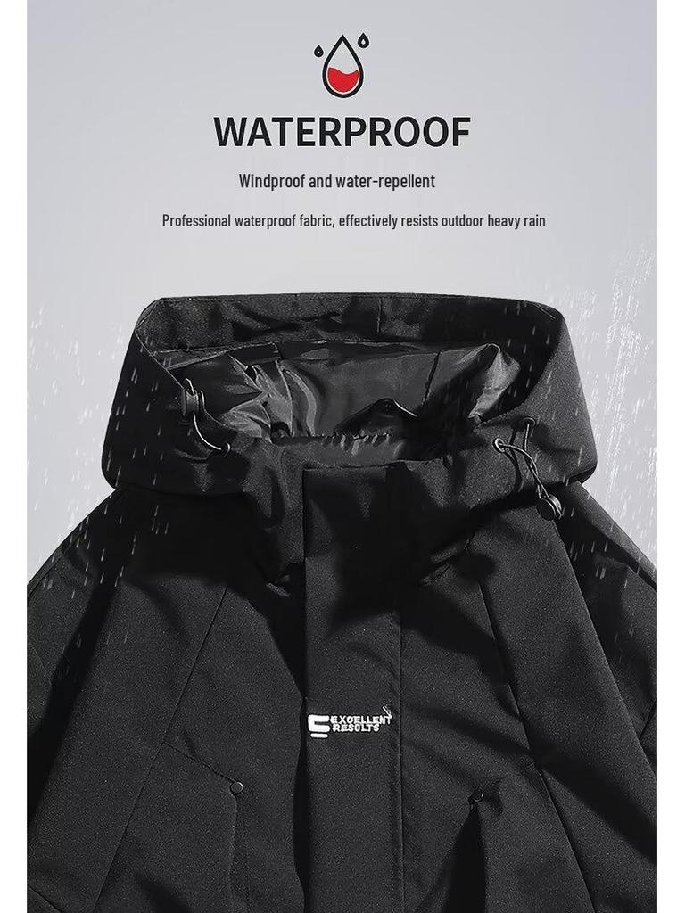Men's Spring 2024 American Windbreaker: Mountain-Style, Outdoor, Three-Proof, Casual, Loose-Fit Hooded Jacket