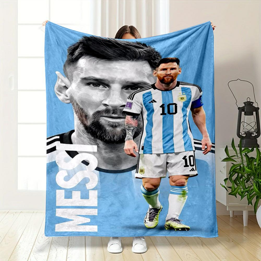 Lionel Messi in Argentina Jersey Design Warm blanket Flannel blanket for bedroom, living room, sofa, and nap sofas