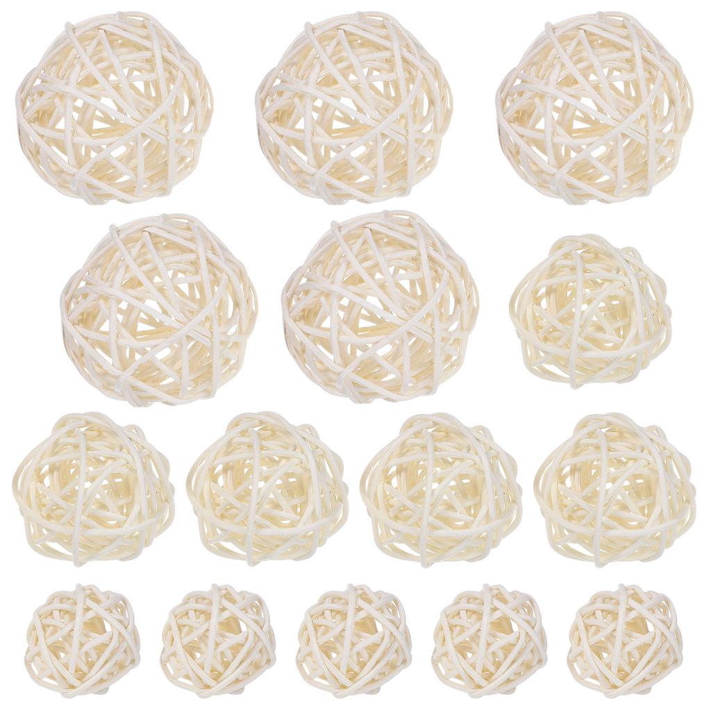15Pcs Wicker Rattan Balls 3Cm 4Cm 5Cm Natural Craft Decoration Wedding Bridal Shower Christmas Party Hanging Ornament