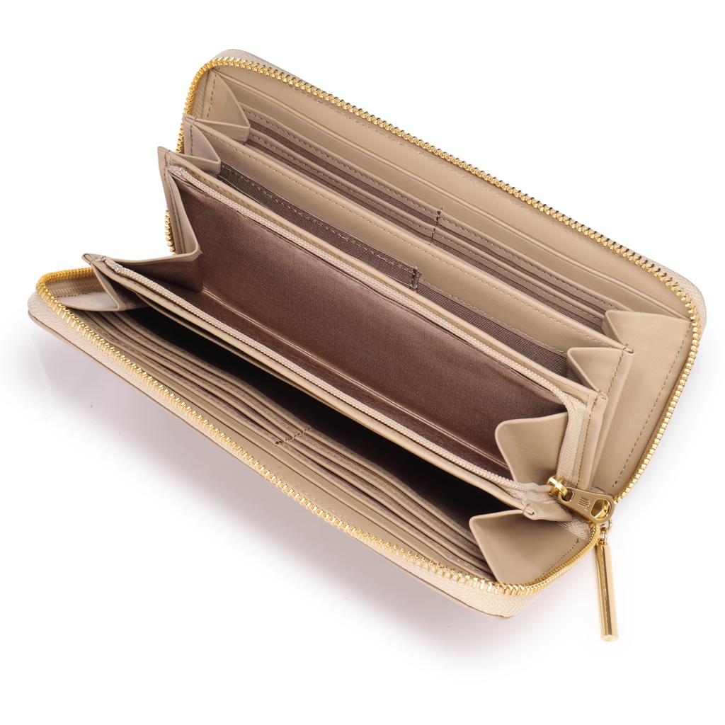 Lanvin en Bleu Luxembourg Long Wallet with Round Gray Size with Branded Shopper Gift Wrapping Available to our Zipper, Beige, 45, Bag, (Exclusive