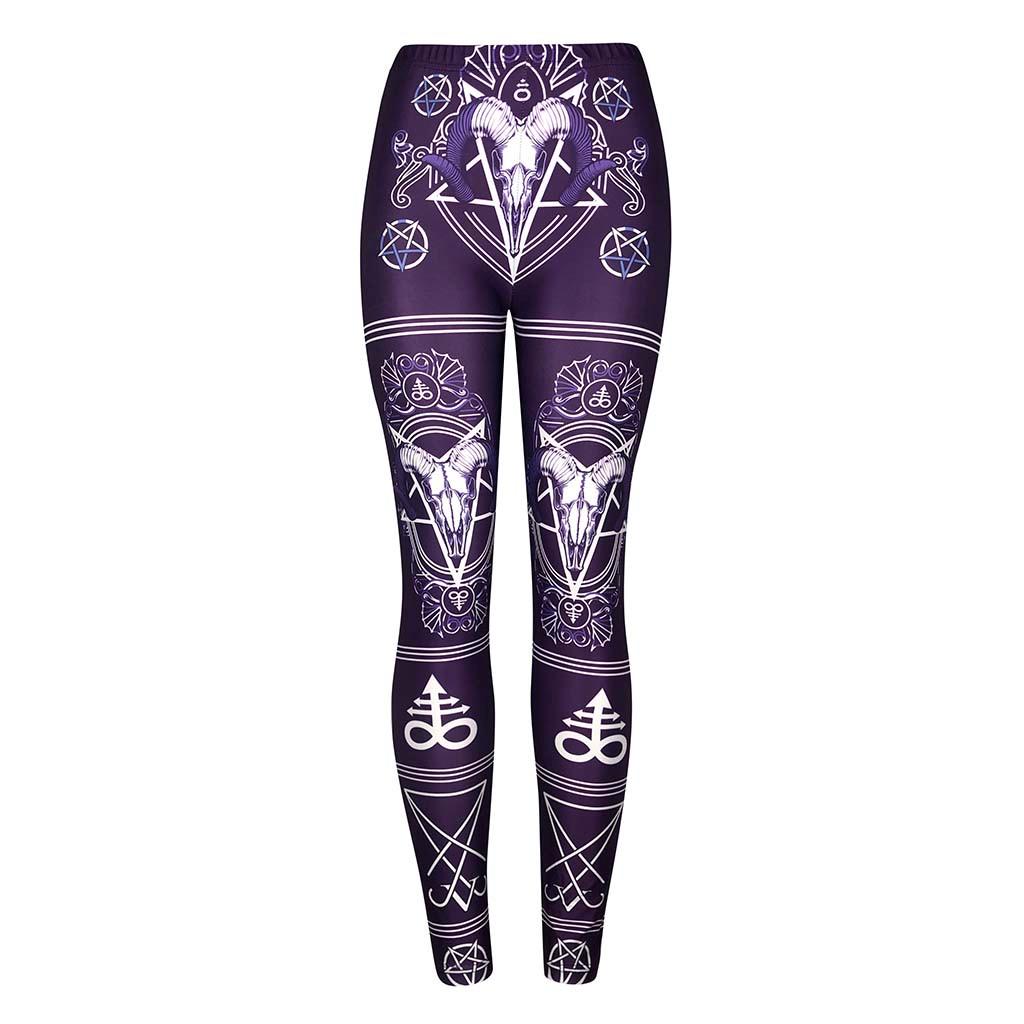 Women Ladies Fashion Printing  High Waist Long Pants Leggings Gothic Pants