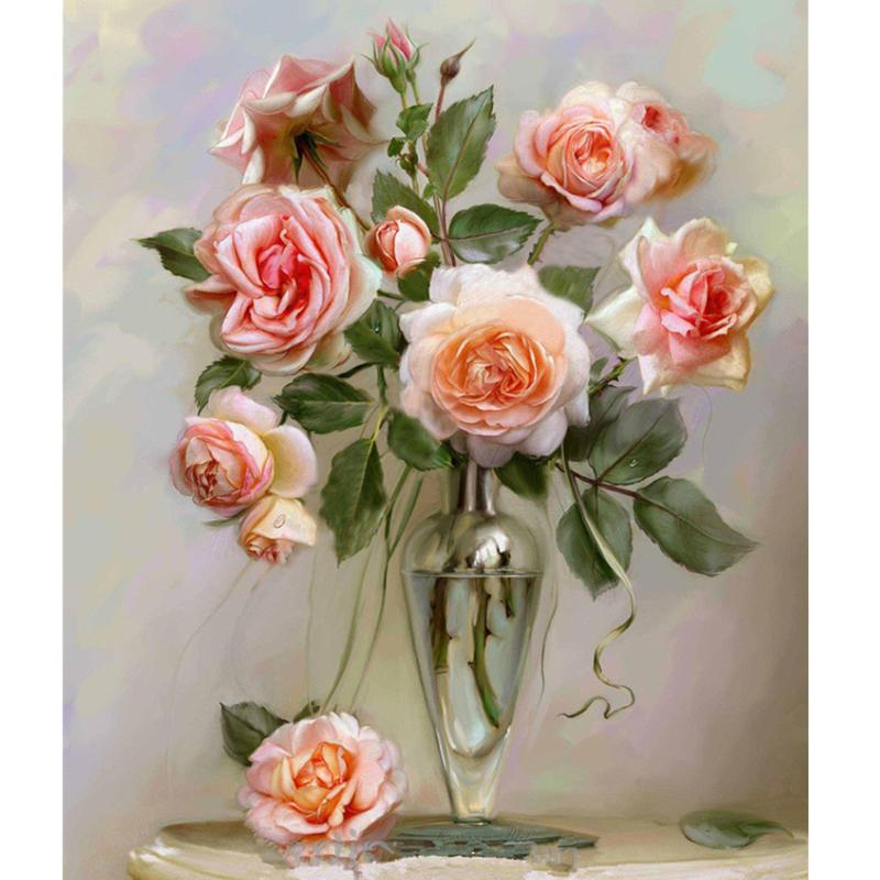 Artistic Flower Picture Unframd Handmade Oil Painting DIY Digital Kits Canvas Draw Home Decro Gift