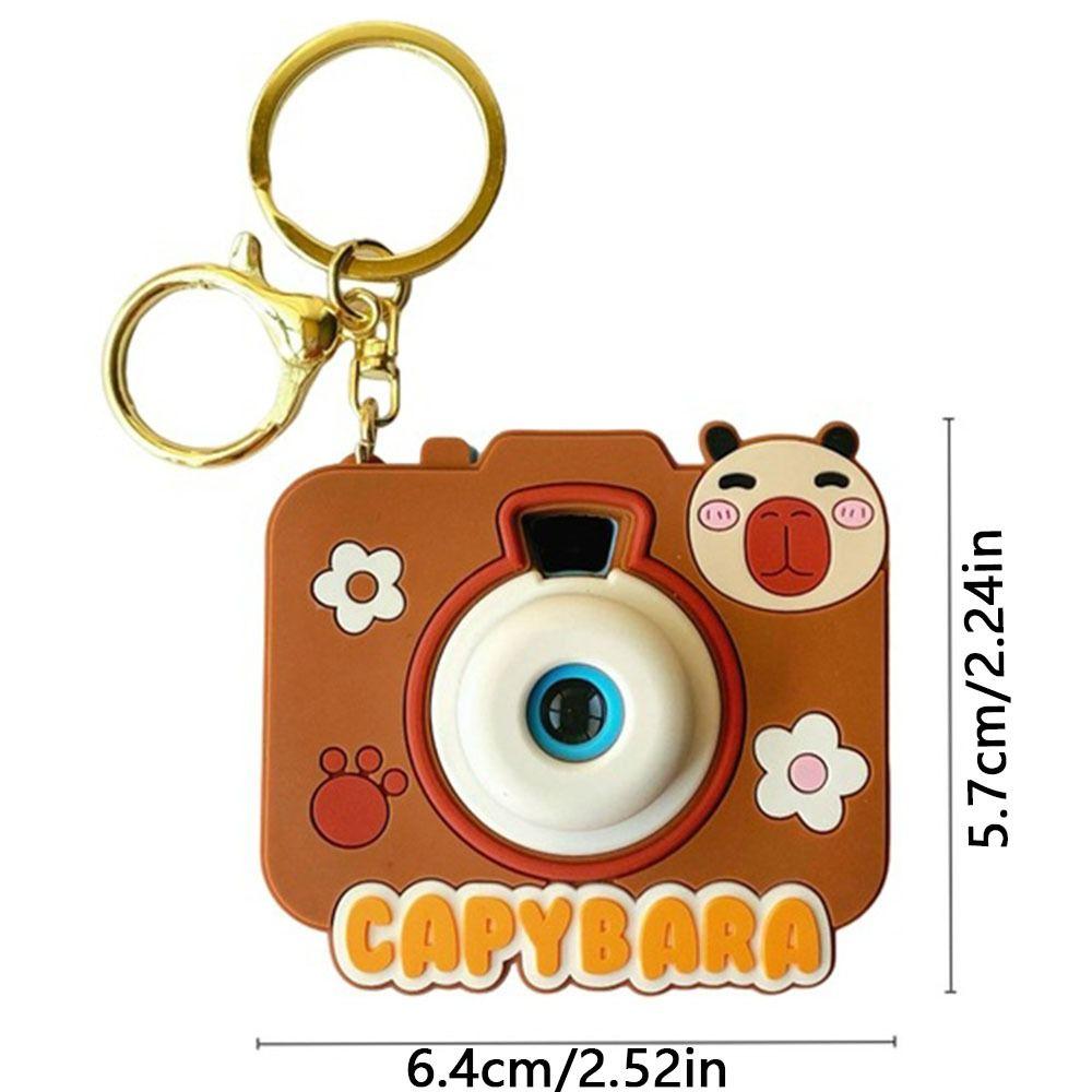 2Pcs Simulation Luminous Cartoon Key Ring Projection Bag Pendant  Children's Toys