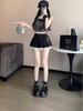 Sweet Pleated A-Line Mini Skirt with Lace Patchwork, High-Waisted and Anti-Exposure, 2025 Summer Collection