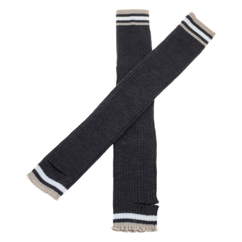 Student Vintage Double Striped Ribbed Knit Leg Warmers Slouch Leg Covers Boot Cuffs Stretchy Long Boot Socks for Women