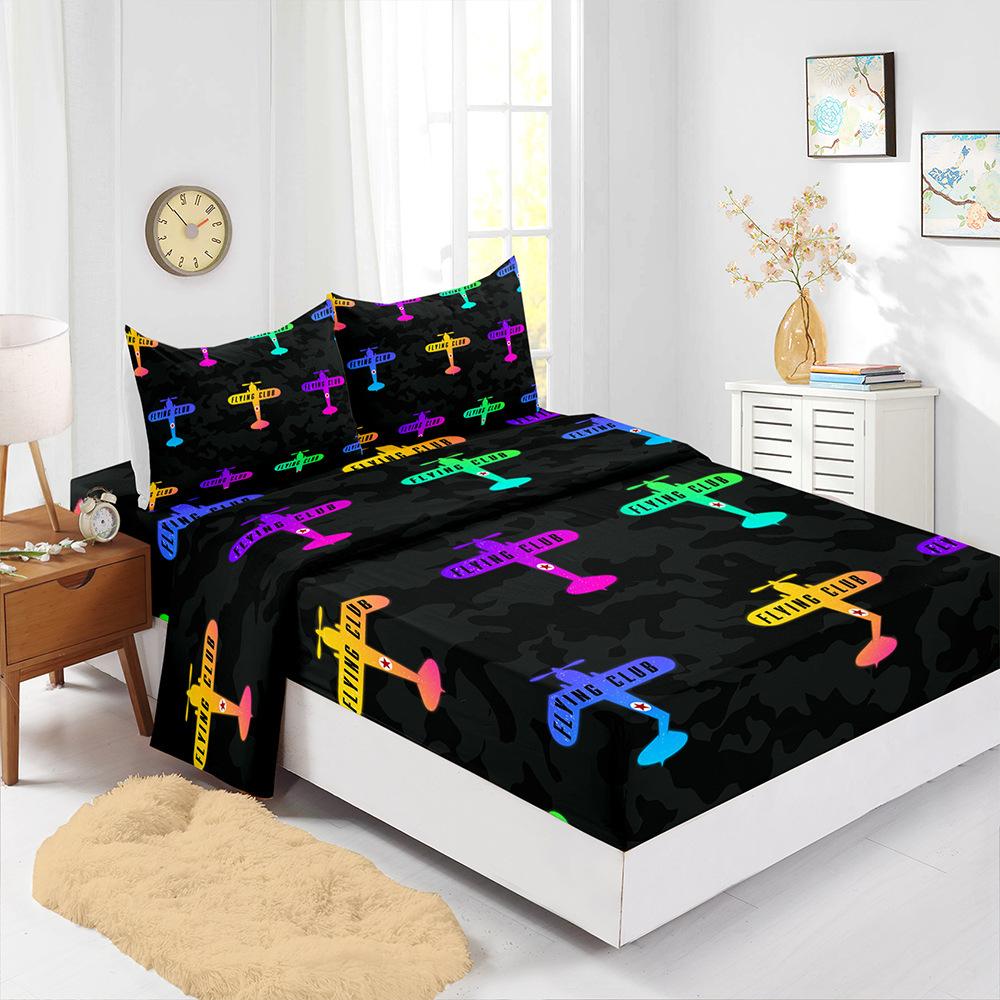

Four-Piece Mattress, Bed Sheet, Printed Dark Wind Mattress, Protective Cover, Bedding (90cm * 190cm * 40cm) Pillowcase * 1