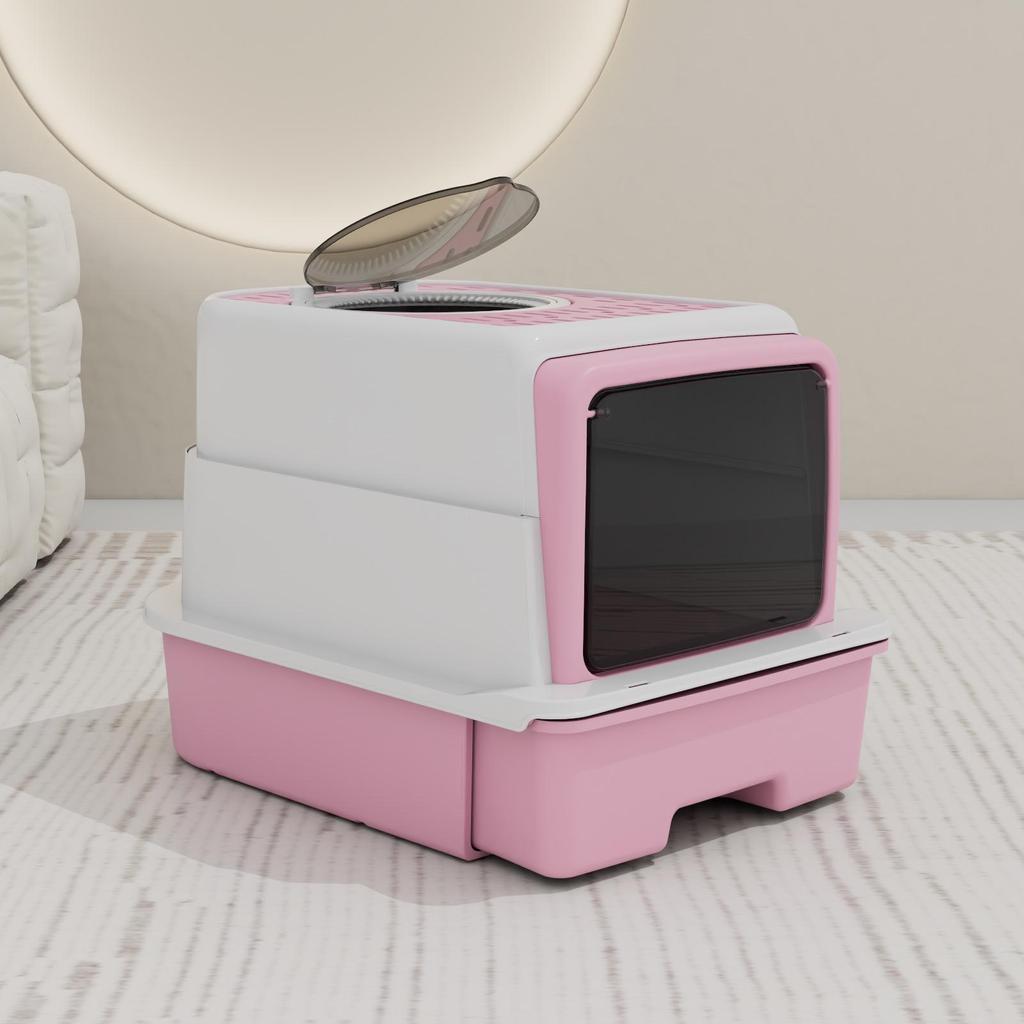 Vollständig geschlossene Katzentoilette mit Einstieg von oben – geruchsabweisendes und sandabweisendes Design