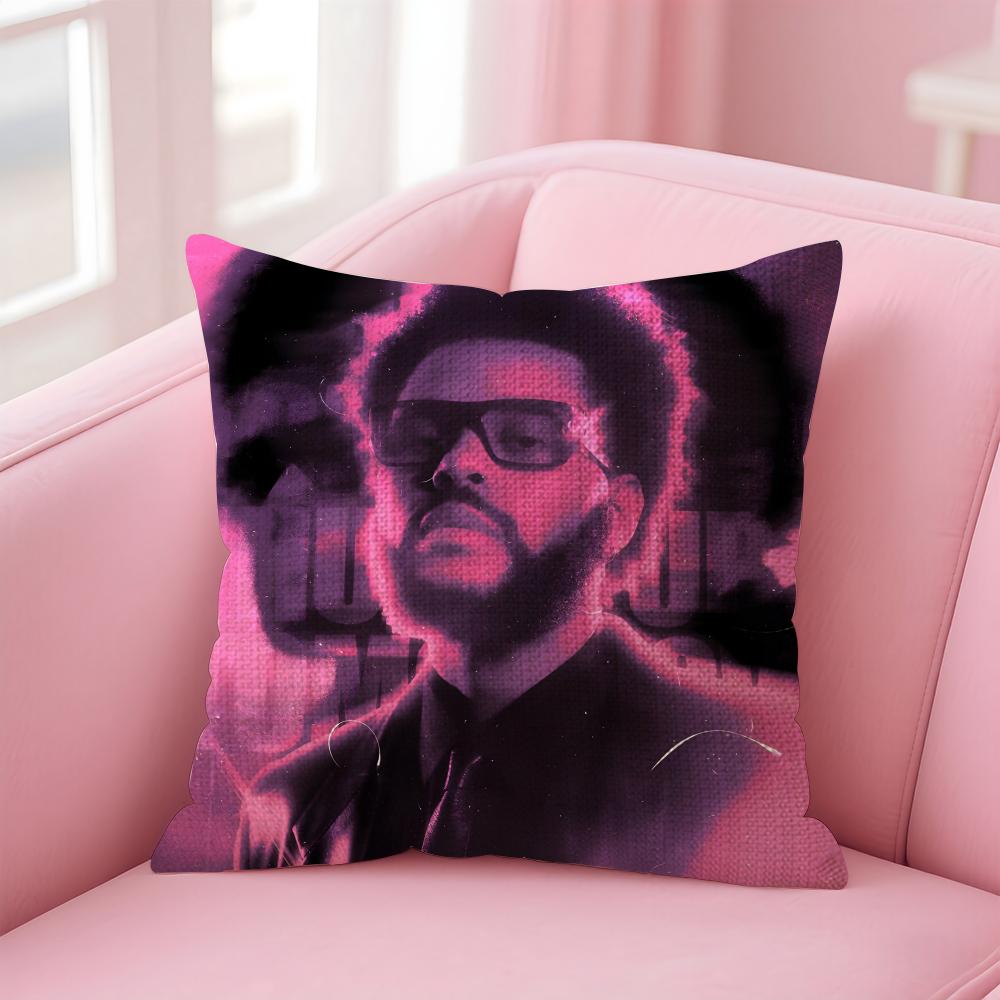 TThe WeekndD Singer Cushion Cover Natural Linen Pillow Case DoubleSided Print Decorative Sofa Pillowcase Home Decor Gift