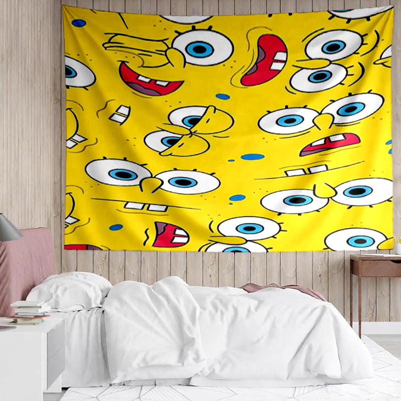 SpongeBob SquarePants Print Tapestry, Backdrop, Easy Setup, Ideal for Bedroom, Office & Living Room, with Aesthetic Wall Hanging Decor.