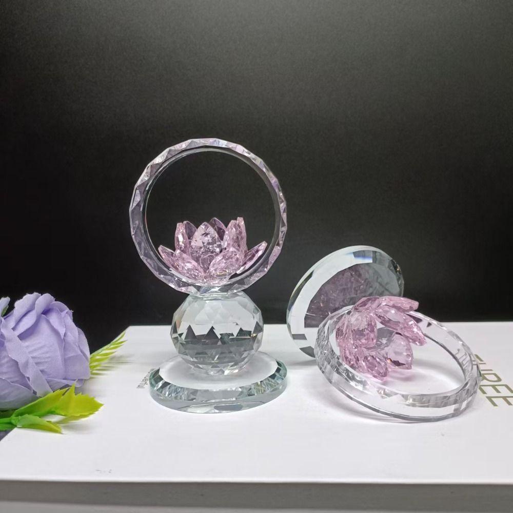 Reflection Effect Lotus Flower Figurine Stable Base Clear Lotus Flower Collectible  Home Decor