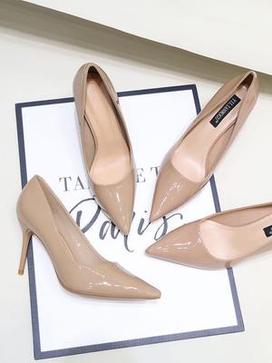 Women's Nude Pointed-Toe High Heels: Versatile French Apricot Thin Heel Design