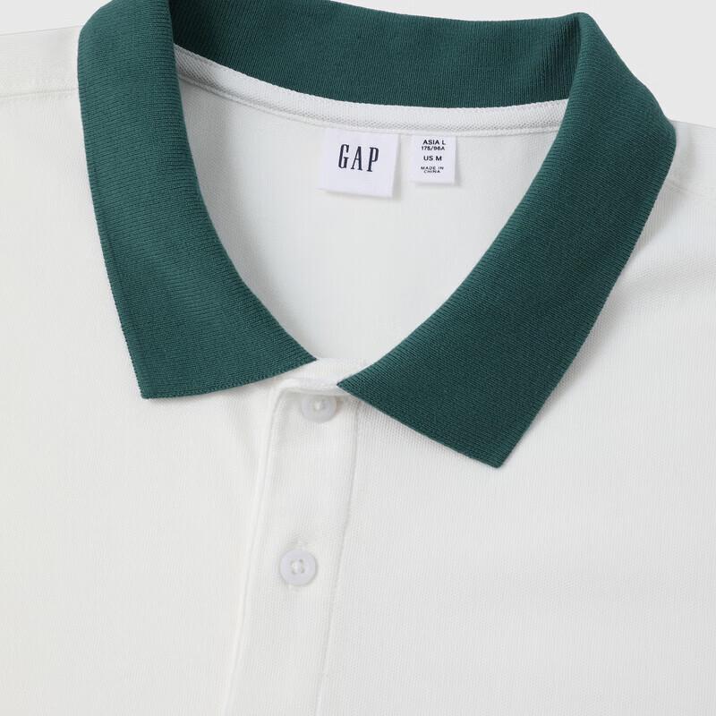 GAP Men's Pique Mesh Color-Block Logo Loose Polo Shirt