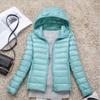 Women's autumn and winter hooded collar long-sleeved zipper solid color full fit white duck down coat M-5XL