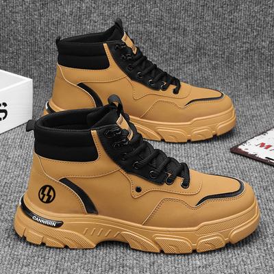 Herren Dicksohlige Kurze Stiefel Frühling Herbst Neu High Top Herren Britischer Stil Dicksohlige Verschleißfeste Kurze Stiefel Freizeitschuhe
