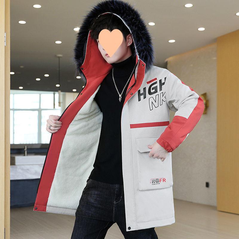 Herbst- und Winter-Neue Jacken, Vielseitige Jugend, Trendige Herren-Verdickte Jacken, Hübsche Studenten, Mittel- und Lange Samt-Baumwollmäntel für Herren