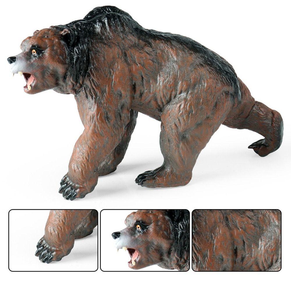 Realistic Brown Bear Figure Toy Wild Desktop Animal Ornament  for Home Decor Office Display