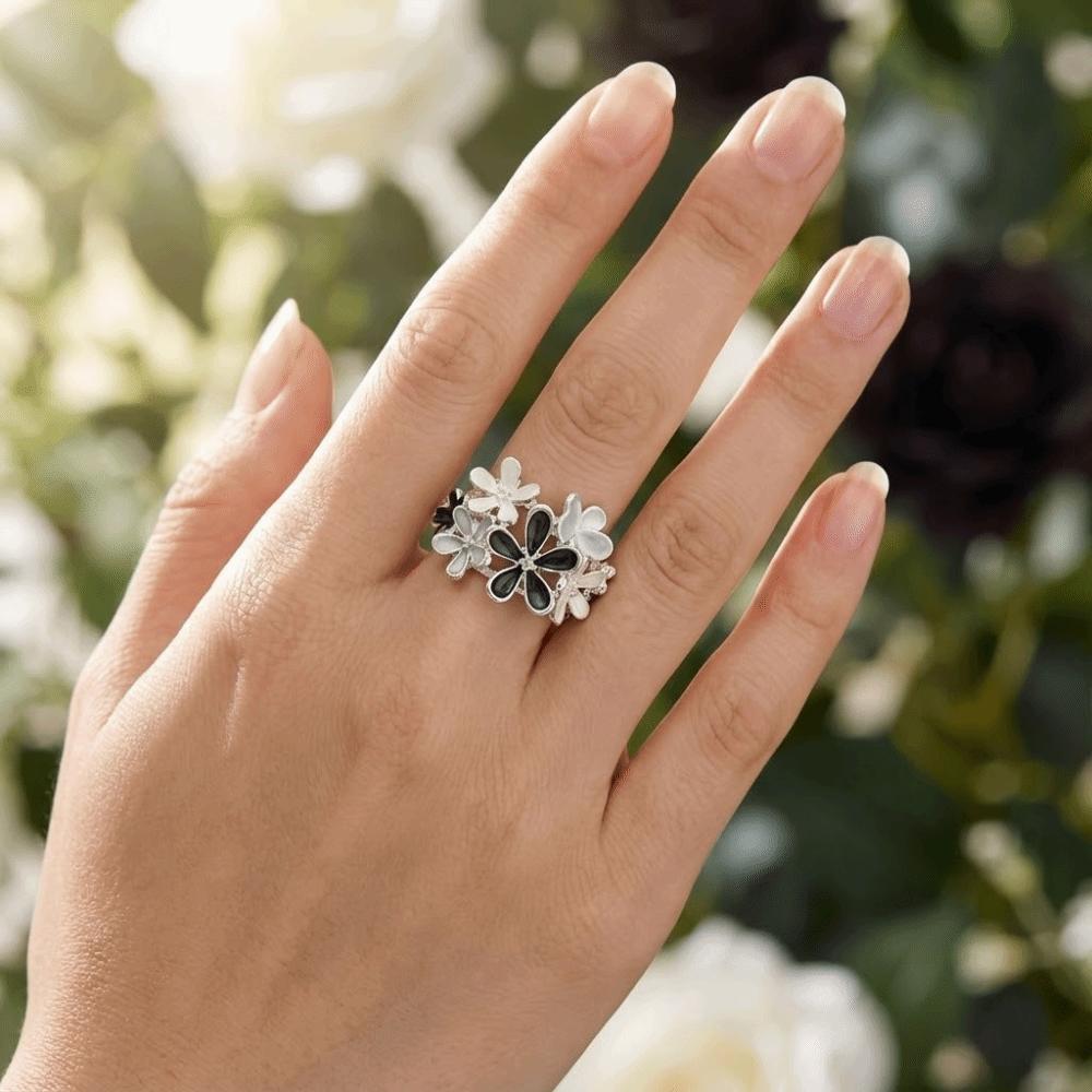 Painting Oil Stretch Ring Petal Opening Ring All-match Flower Ring Girl