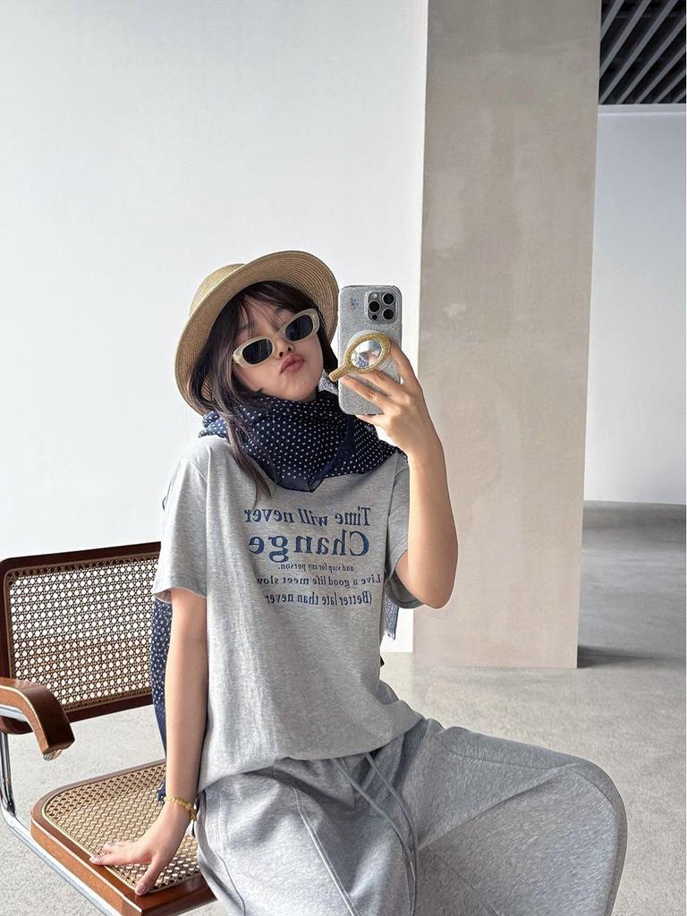 Good Quality Women's Casual Loose Letter Print T-shirt - Simple Ins Style, Short Sleeve