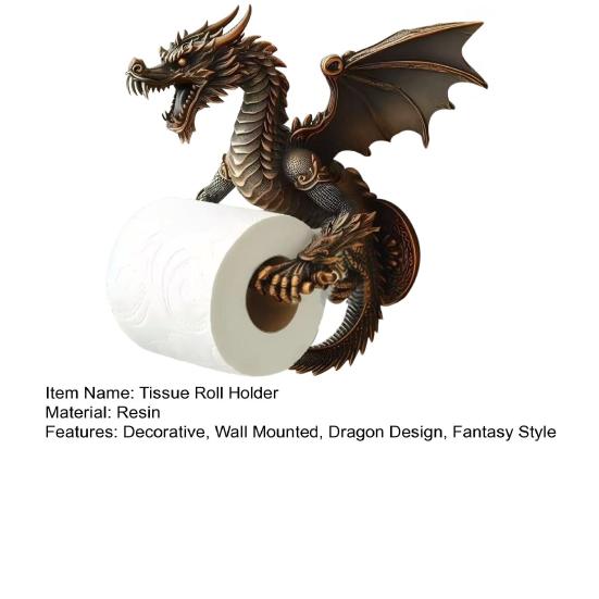 Dragon Tissue Roll Dispenser Decorative Toilet Roll Holder Wall Mounted Paper Holder for Bathroom And Kitchen Dragon Lovers Gift