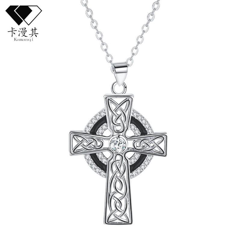 Womens Gold-Tone Cross Pendant Necklace Chain Choker Style Minimalist Fashion Jewelry White Gold