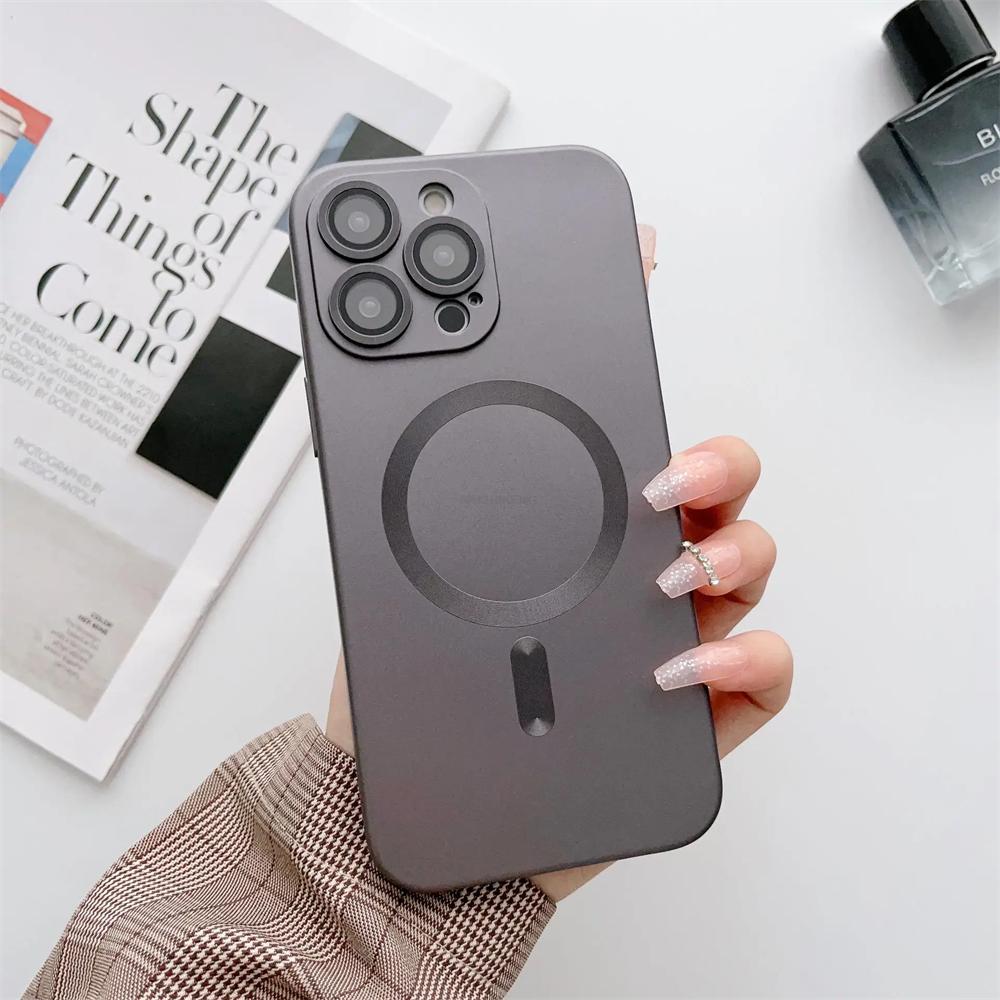 For Magsafe Magnetic Wireless Charge Case For iPhone 17 16 15 14 13 12 11 Pro Max Plus 16e Silicone Glass Lens Protection Cover