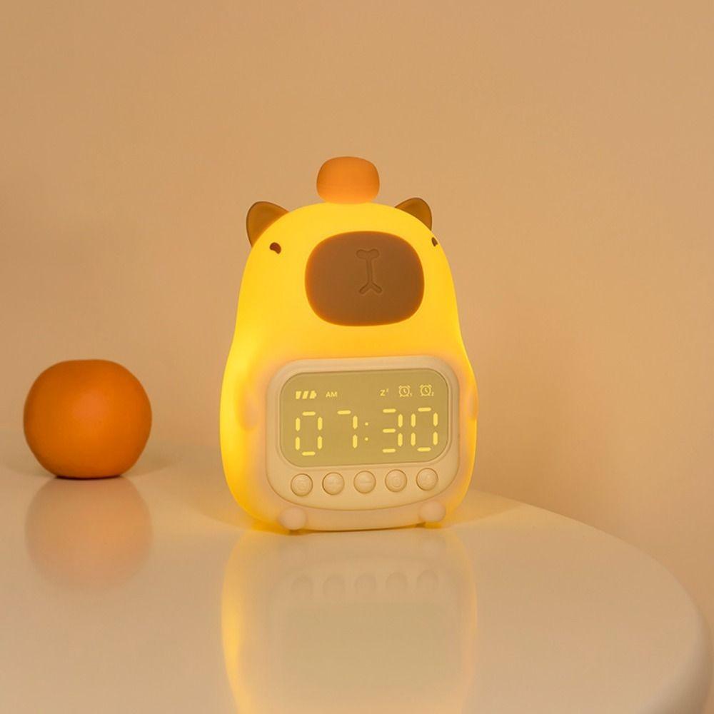 USB Rechargeable Capybara Night Light Charging ABS Capybara Alarm Clock Capybara Shape Temperature Display Bedside LED Clock
