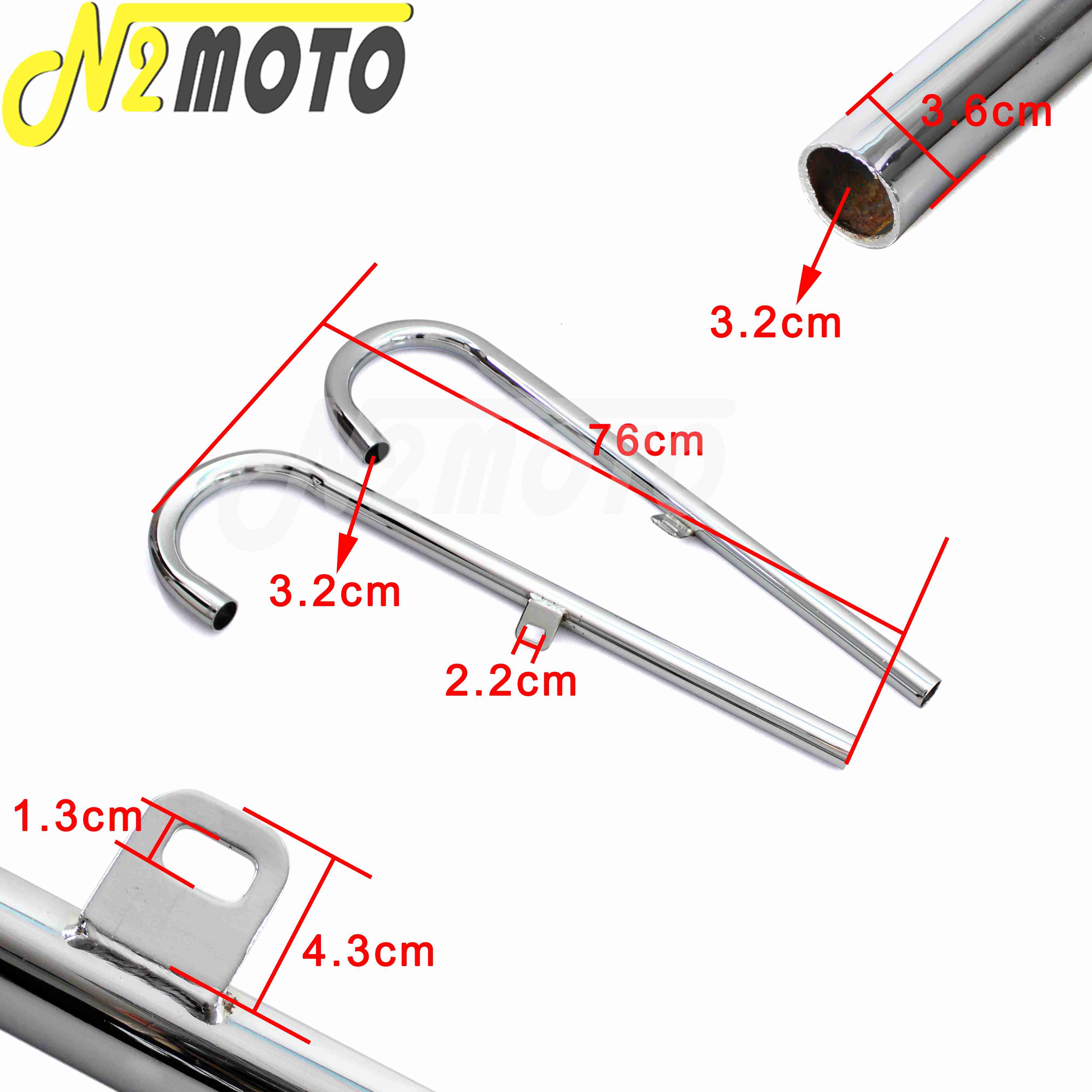 32HP Motorcycle Chrome Exhaust Muffler Tube