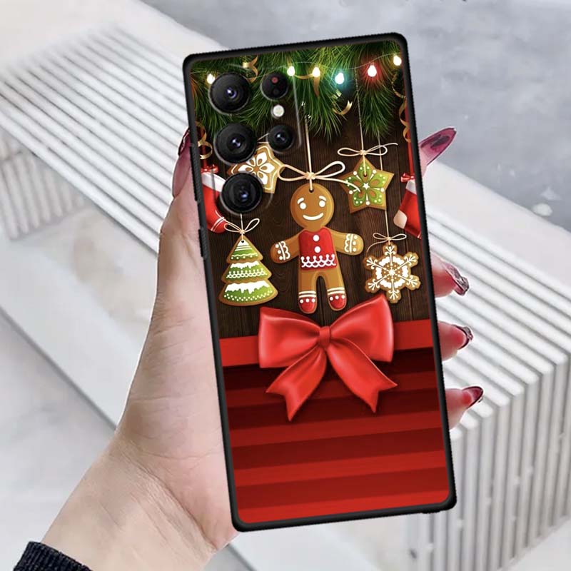 Boîte Cadeau Noël Design Coque de Téléphone Pour Samsung Galaxy S26 S25 S24 S23 S22 S21 S20 Ultra Plus FE 5G Noir TPU Souple