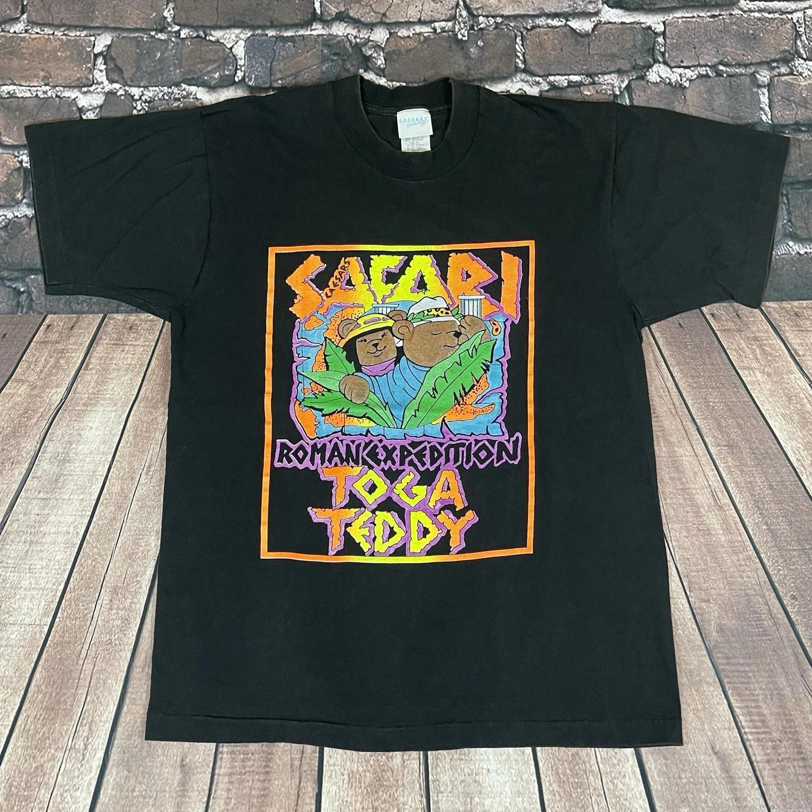 

Vintage Toga Teddy Safari Roman Expedition Caesars Palace Graphic T-Shirt Size L 4XL