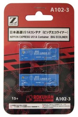 Rokuhan Z Spur Nippon Express U51A Container 2 Stück A102-3 (Großer Ecoliner)